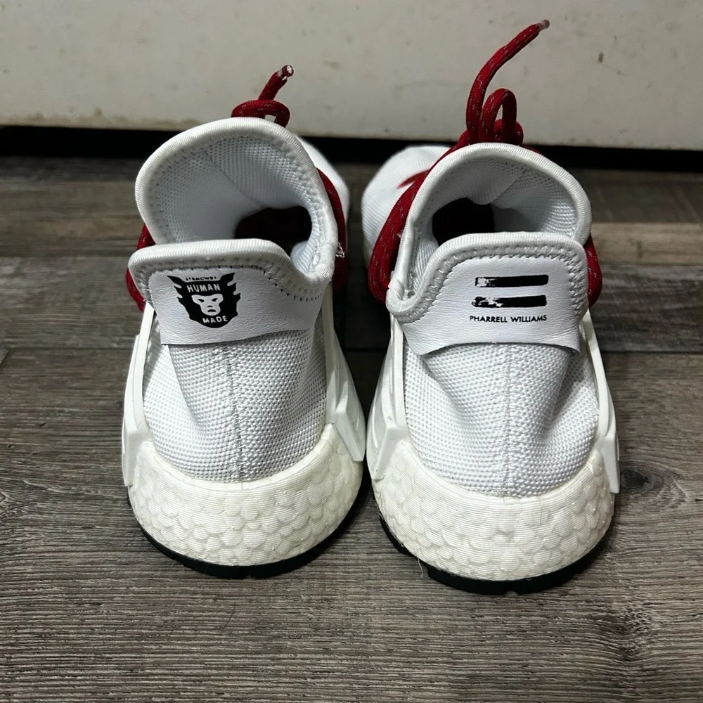 Adidas Pharrell Hu X HUMAN MADE® Red and White Sneakers